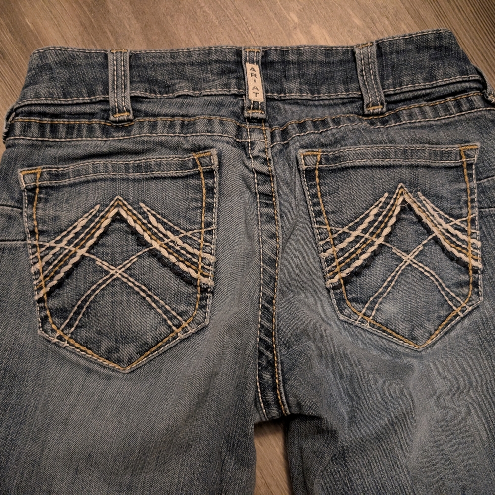 Ariat Blue Boot Cut Jeans with Embroidered Pockets